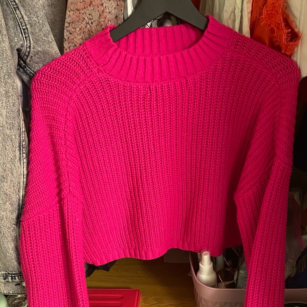 pink ultra cropped sweater from Forever 21